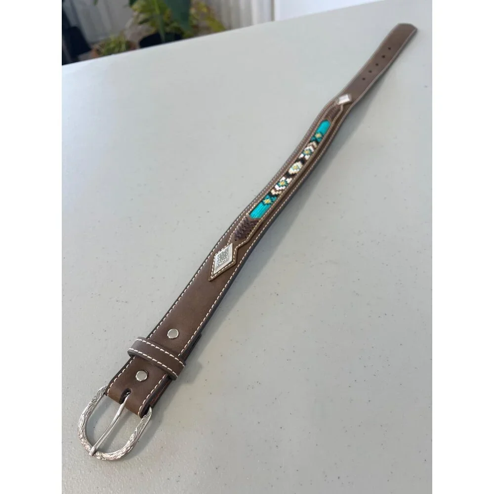 Nocona Southwestern Belt Kids Embroidered Pattern Brown Multi Bohemian Western